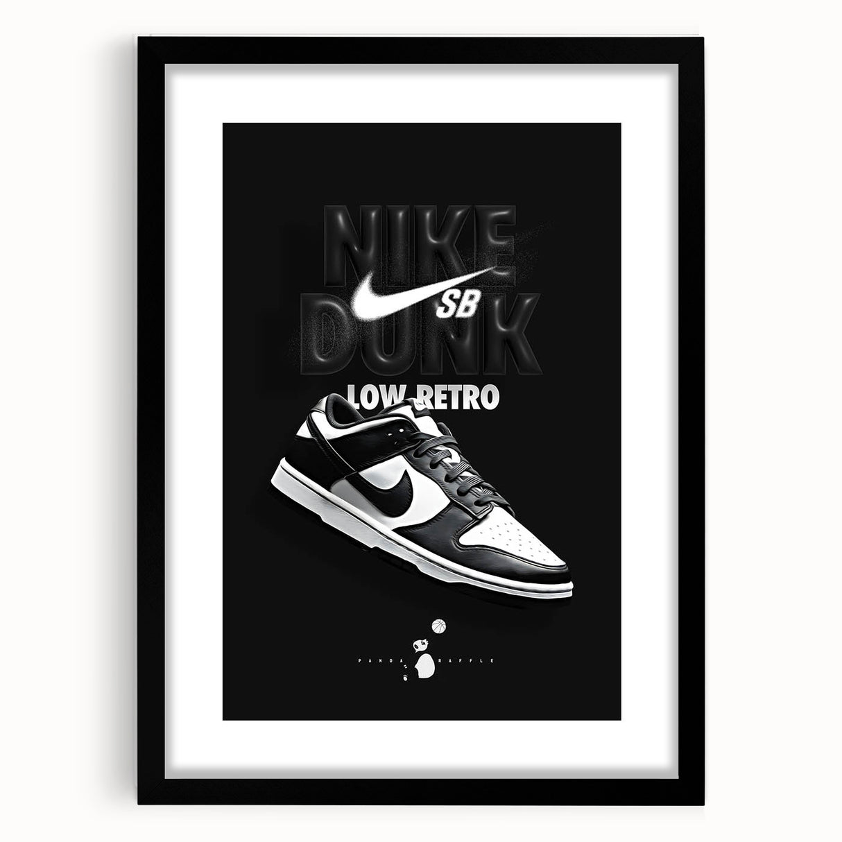 Nike Dunk SB Low Retro Pop Art Wall Art – Bold Black & White Canvas