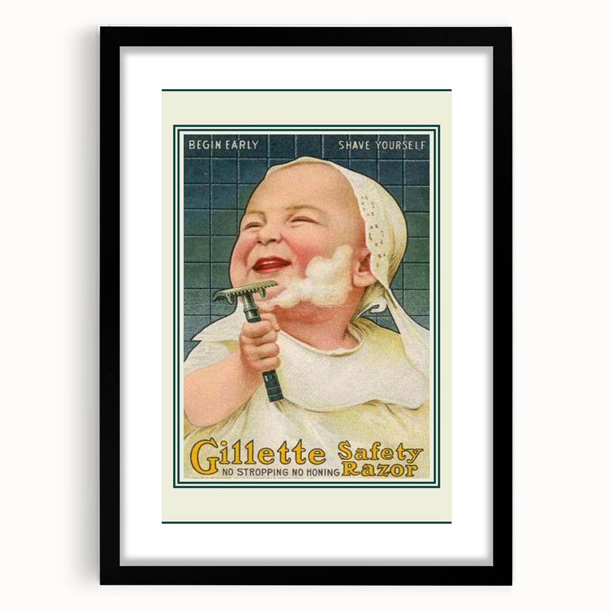Retro Gillette Safety Razor Poster - Vintage Bathroom Wall Art