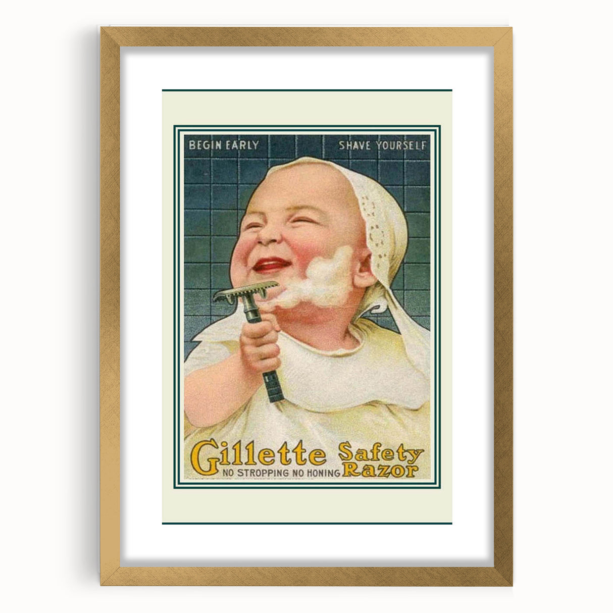 Retro Gillette Safety Razor Poster - Vintage Bathroom Wall Art