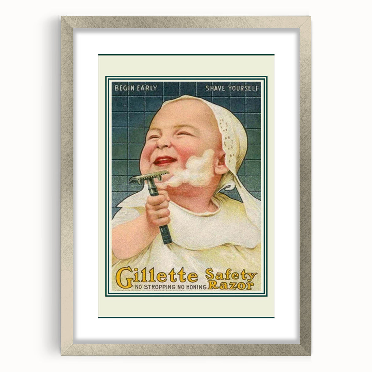 Retro Gillette Safety Razor Poster - Vintage Bathroom Wall Art
