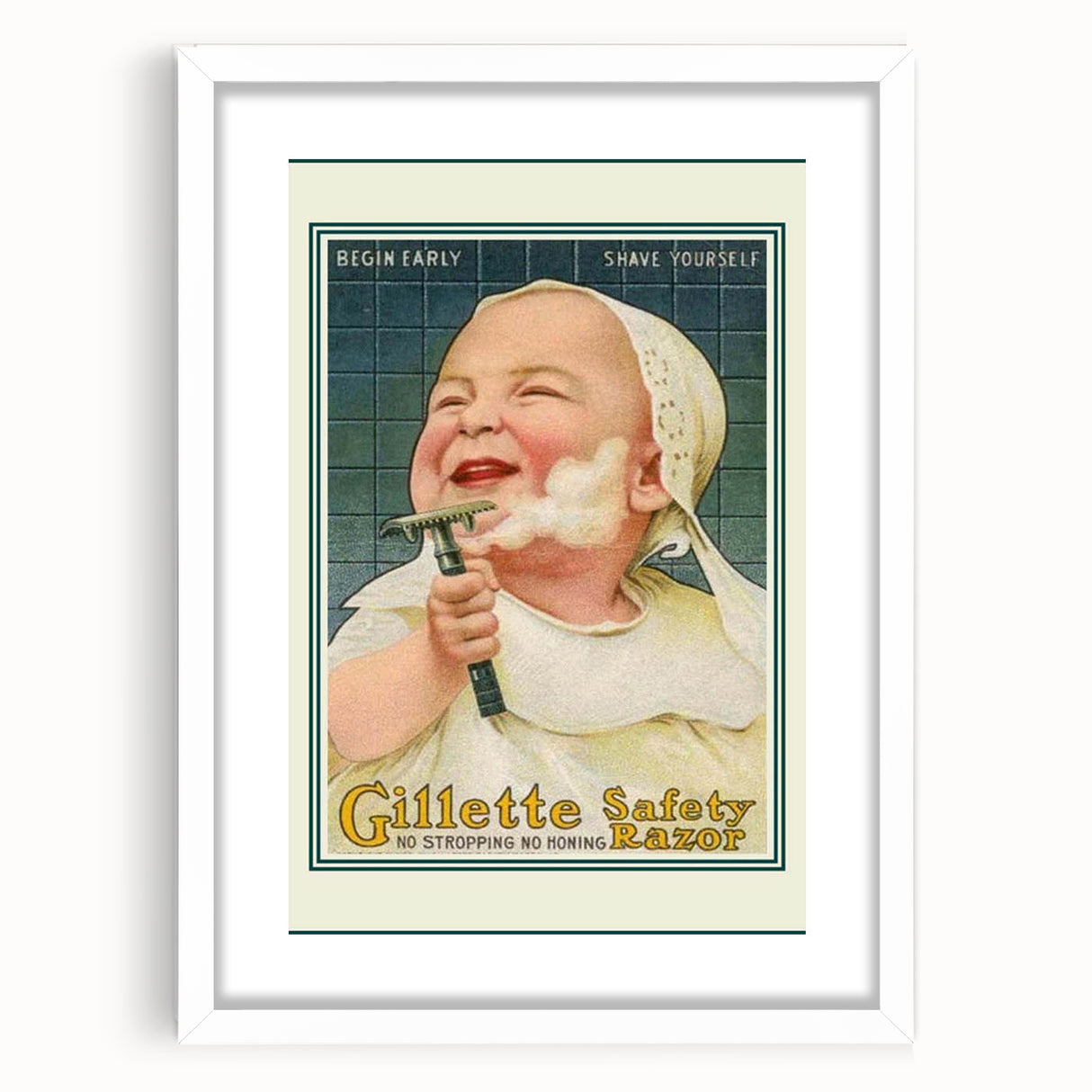 Retro Gillette Safety Razor Poster - Vintage Bathroom Wall Art