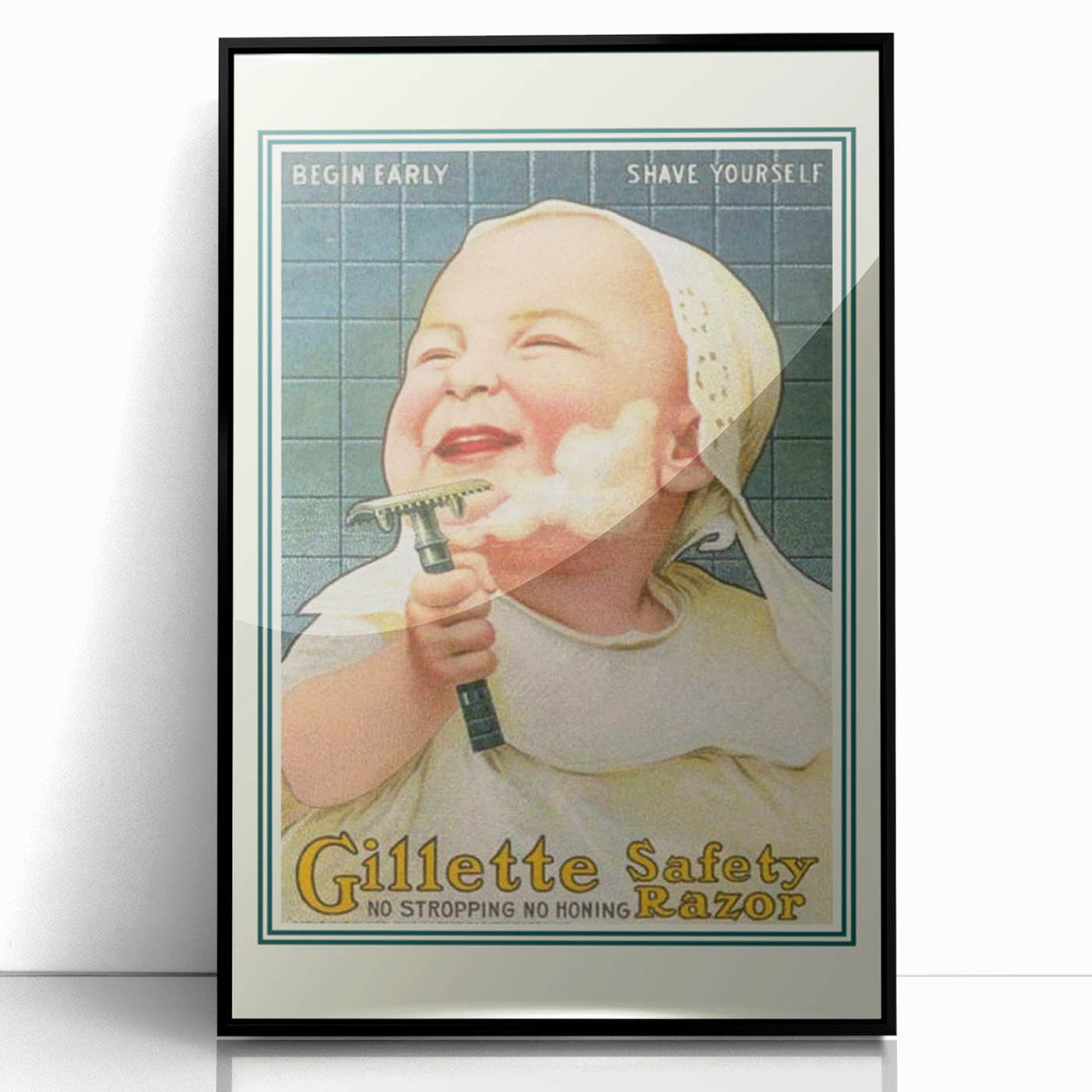 Retro Gillette Safety Razor Poster - Vintage Bathroom Wall Art