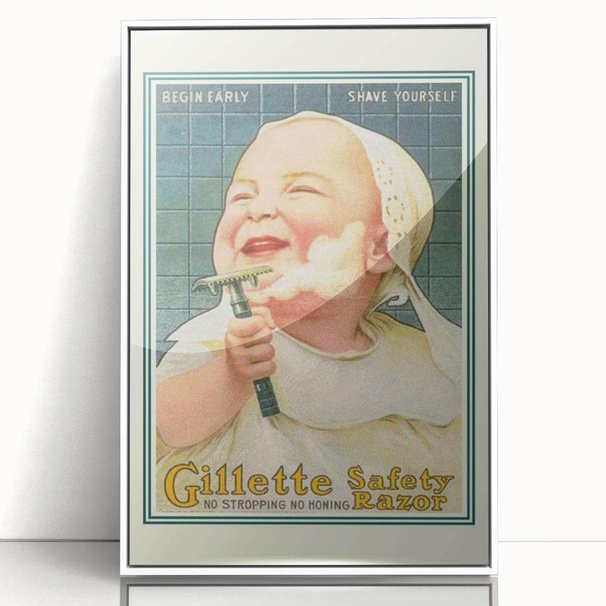Retro Gillette Safety Razor Poster - Vintage Bathroom Wall Art
