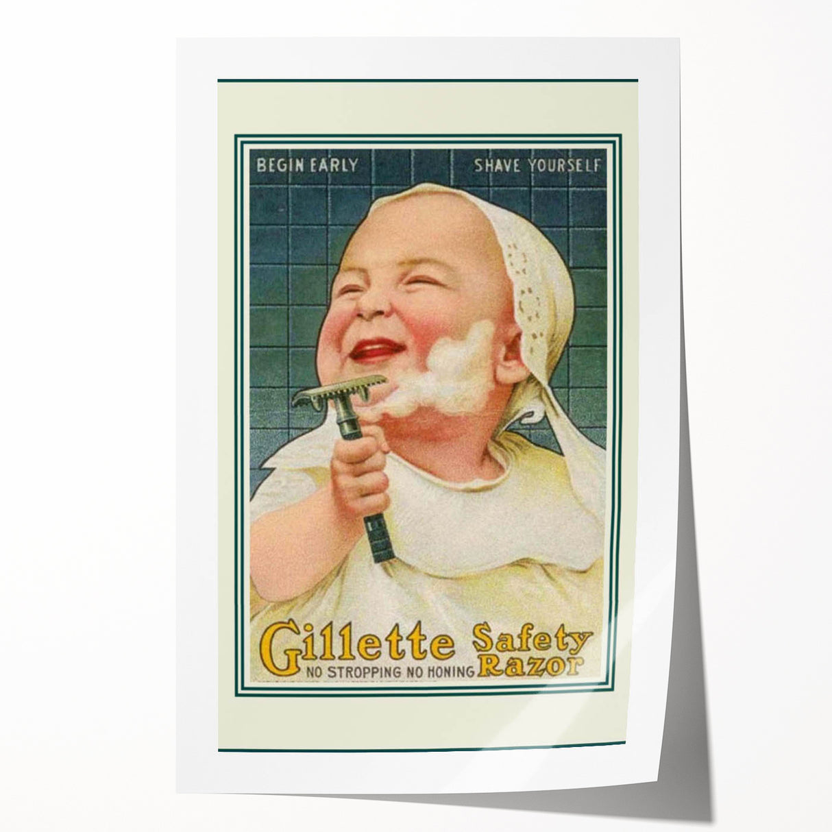 Retro Gillette Safety Razor Poster - Vintage Bathroom Wall Art