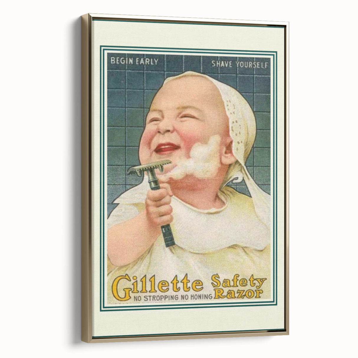 Retro Gillette Safety Razor Poster - Vintage Bathroom Wall Art