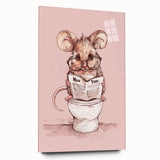 Bathroom Wall Decor - Cute Mouse Reading Newspaper for Whimsical Style