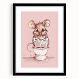 Bathroom Wall Decor - Cute Mouse Reading Newspaper for Whimsical Style