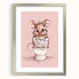 Bathroom Wall Decor - Cute Mouse Reading Newspaper for Whimsical Style