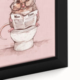Bathroom Wall Decor - Cute Mouse Reading Newspaper for Whimsical Style