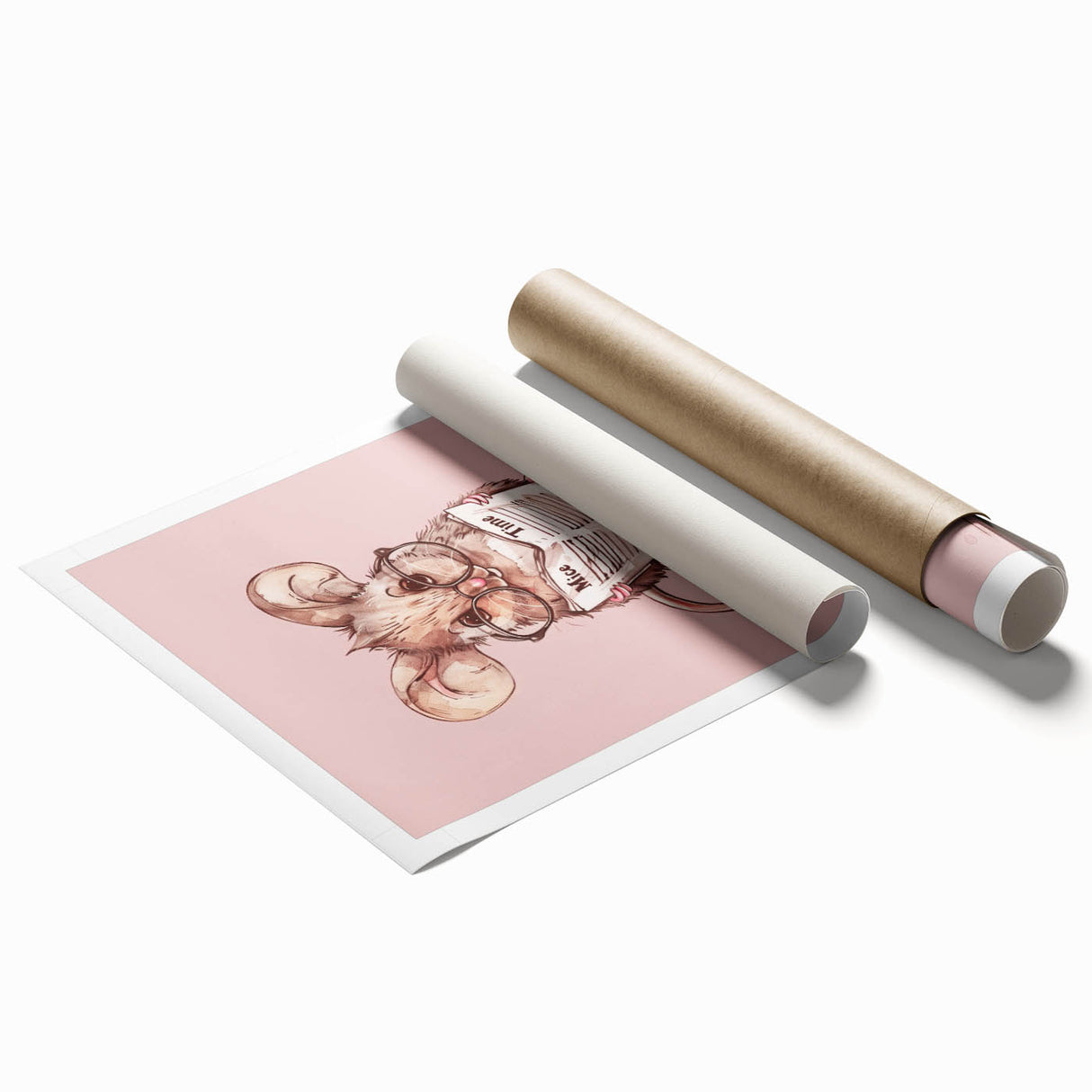 Bathroom Wall Decor - Cute Mouse Reading Newspaper for Whimsical Style