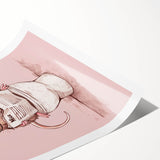 Bathroom Wall Decor - Cute Mouse Reading Newspaper for Whimsical Style