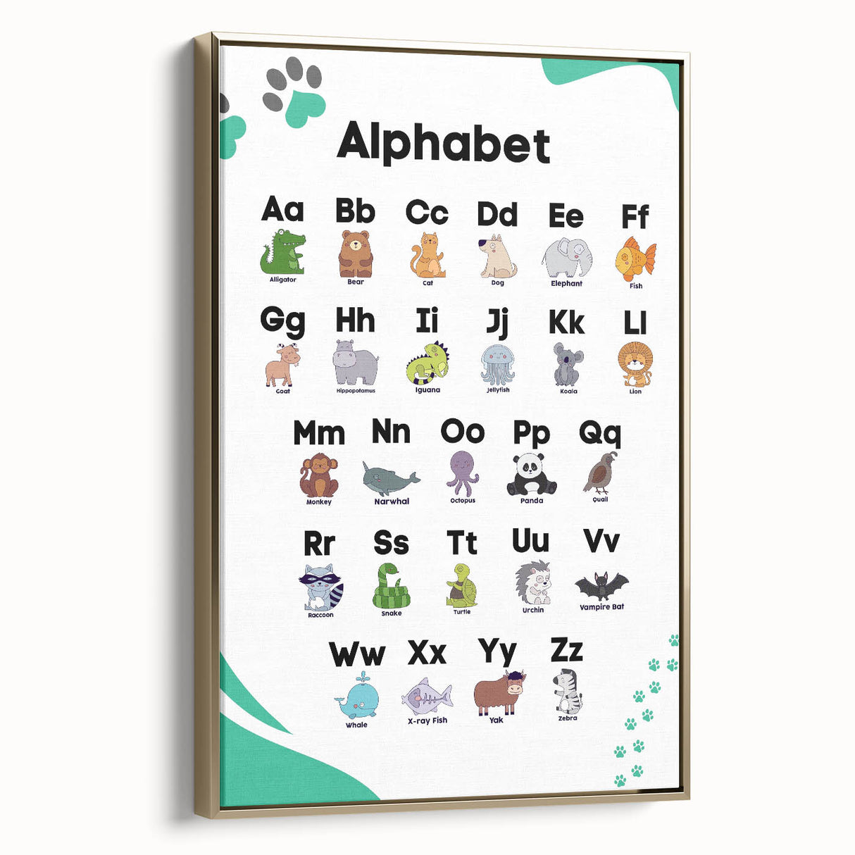 ABC Alphabet - Kids Educational Wall Art Animal Learning Print