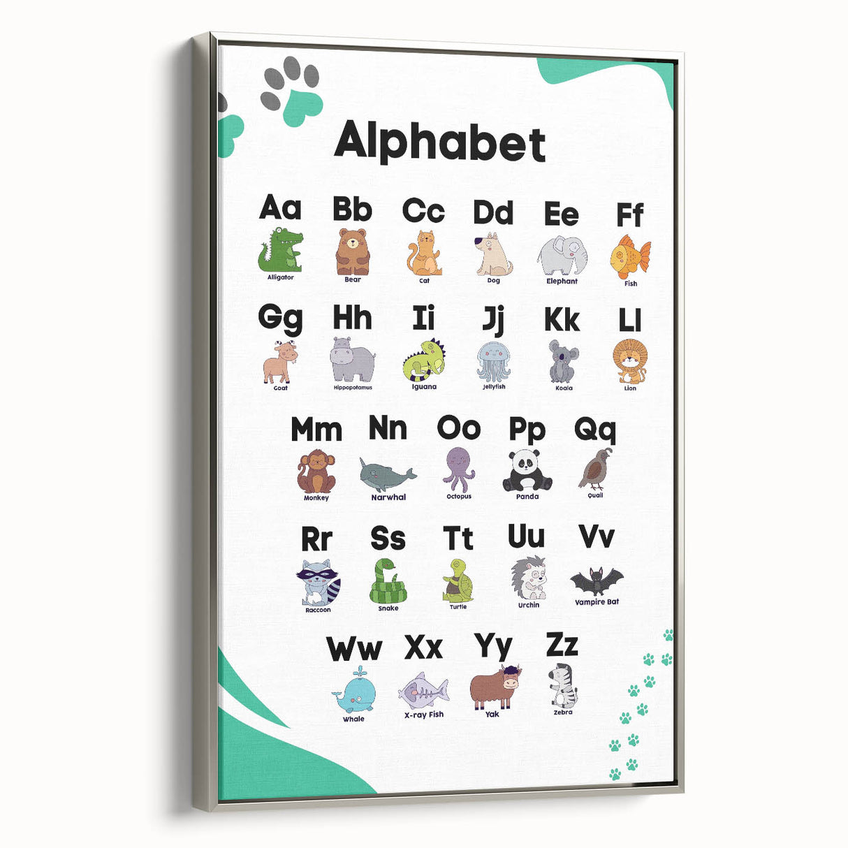 ABC Alphabet - Kids Educational Wall Art Animal Learning Print