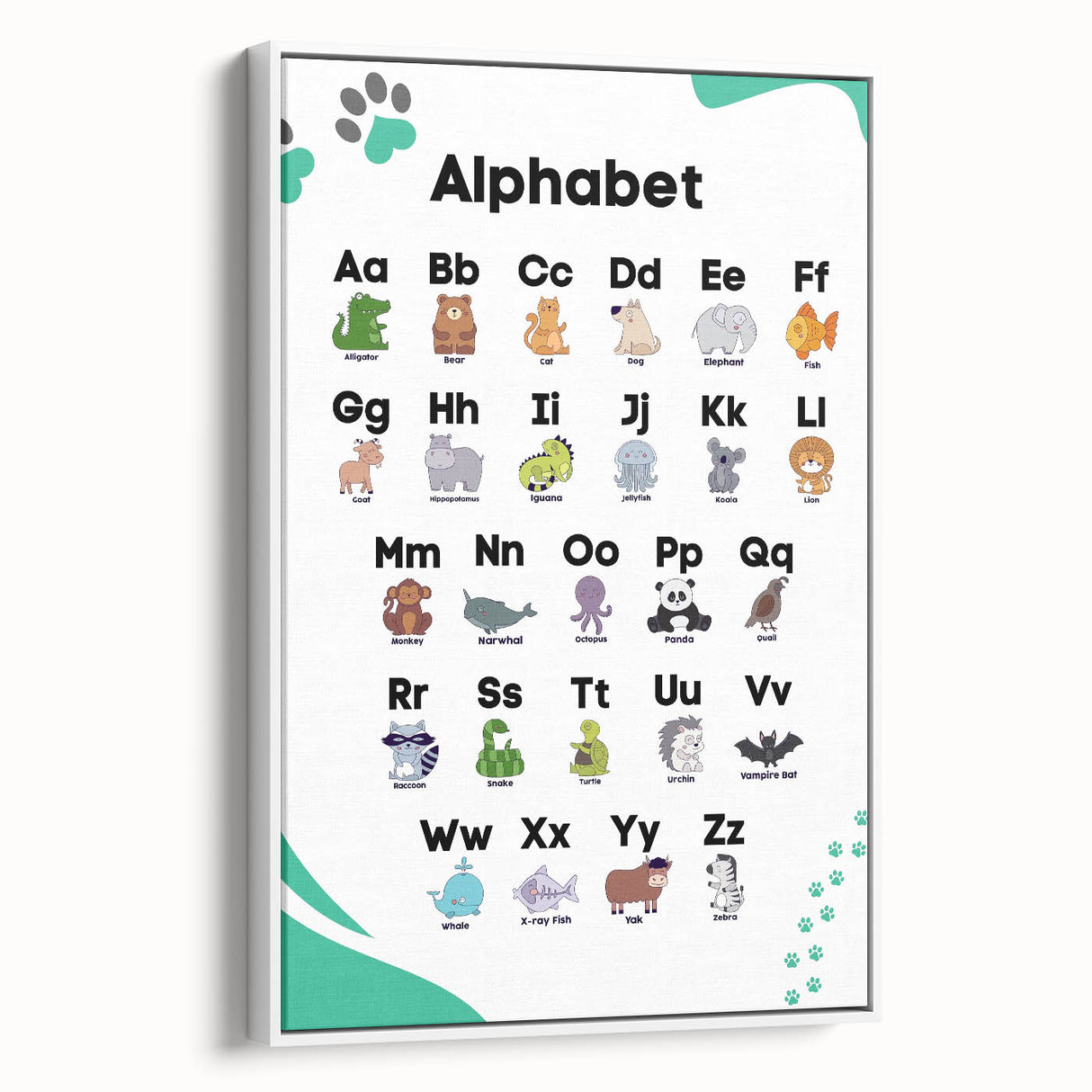 ABC Alphabet - Kids Educational Wall Art Animal Learning Print