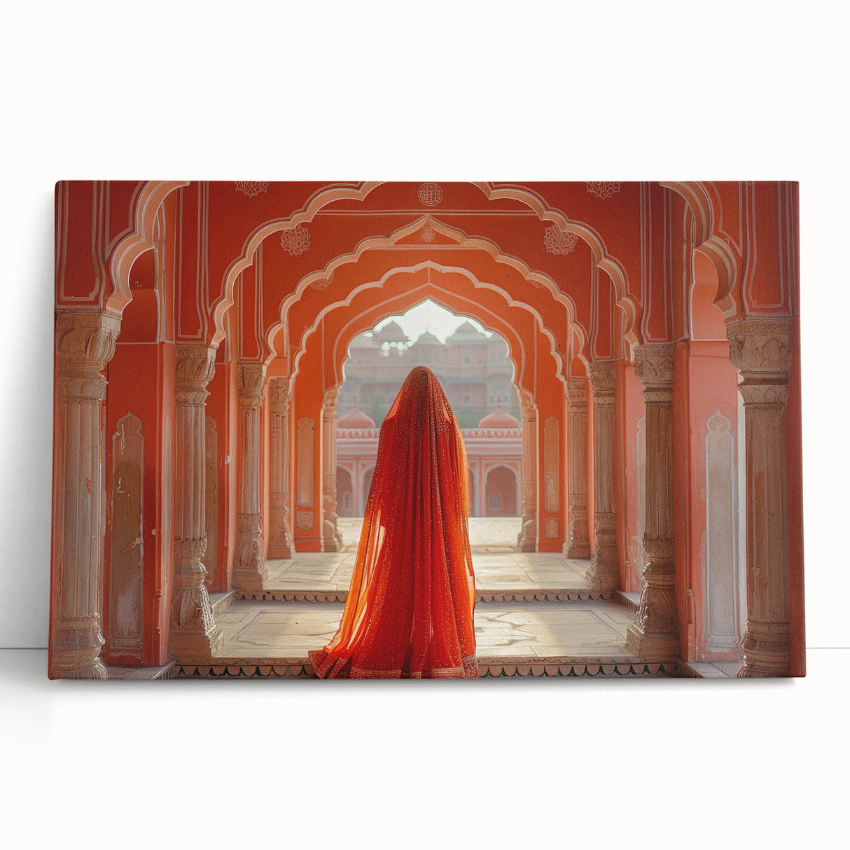 Black and white photograph of an Indian landscape on stretched canvas, ideal for kitchen wall art or bedroom ambiance.
