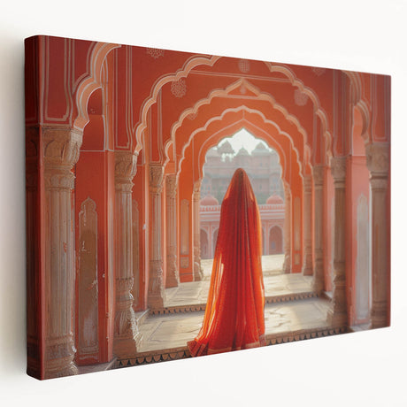 Large canvas print of a tranquil Indian landscape in soft earth tones, ideal for kitchen wall art.