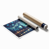 Extra large rolled print of a Paris scenery with vibrant floral elements, ideal for classy bathroom wall art.