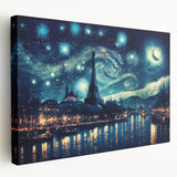 Paris skyline depicted in muted gray on a large stretched canvas, ideal for kitchen wall art.