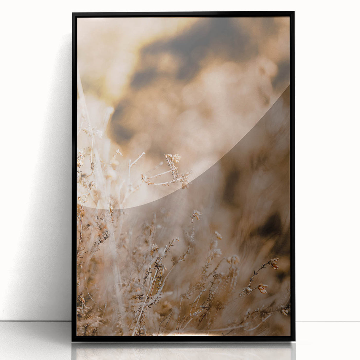 Large abstract wall art featuring autumnal colors on a framed acrylic, ideal for modern living room decor.