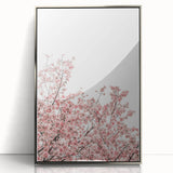 Mid-century modernist art of a spring scene in pastel shades on a framed acrylic, ideal for nursery wall art.