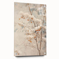 Large abstract wall art depicting a winter scene in muted blue and white tones on acrylic glass.