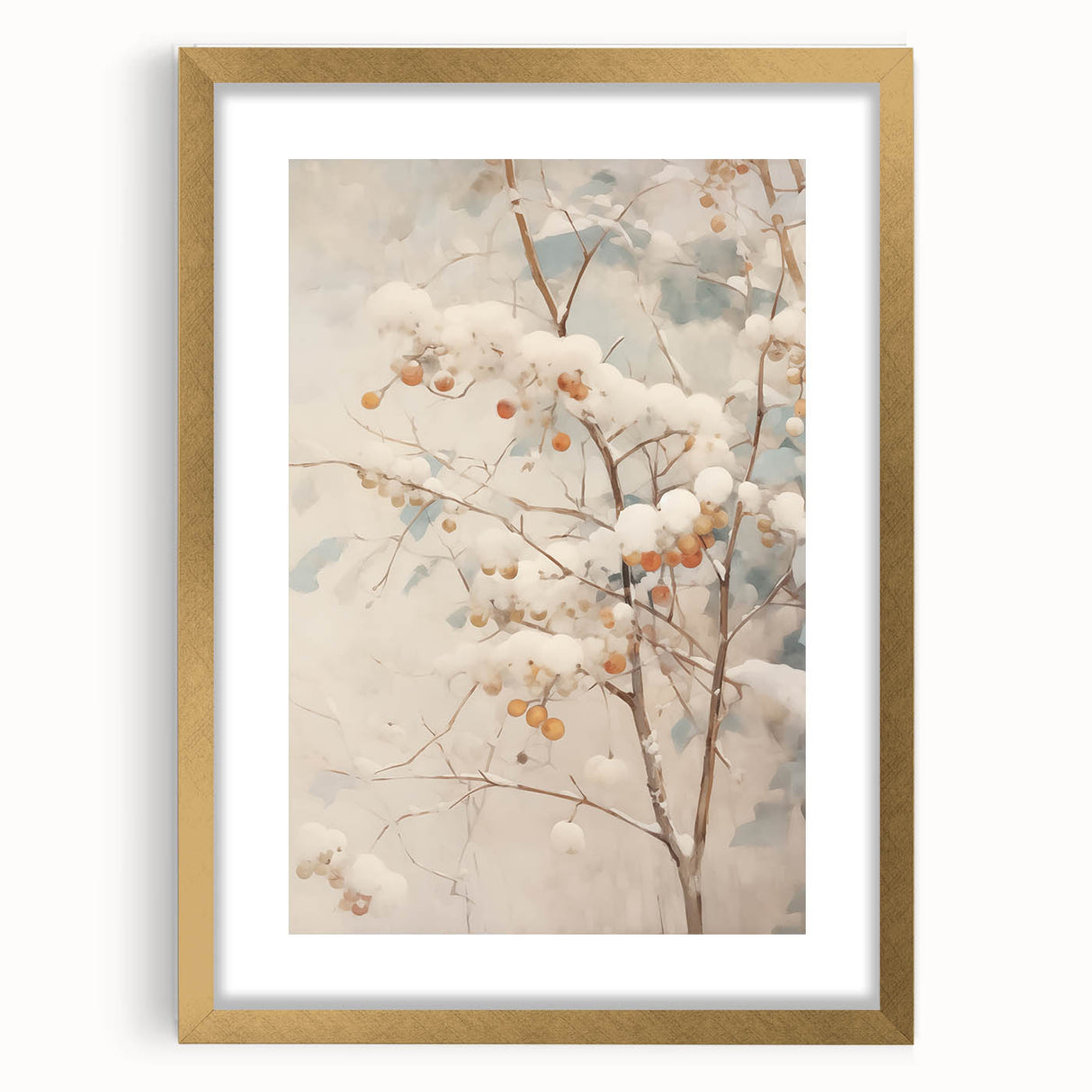 Extra large abstract art print featuring textured blue and white swirls, framed in gold, ideal for living room decor.