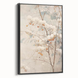 Black and white framed canvas depicting a winter landscape, ideal for bedroom wall decor.