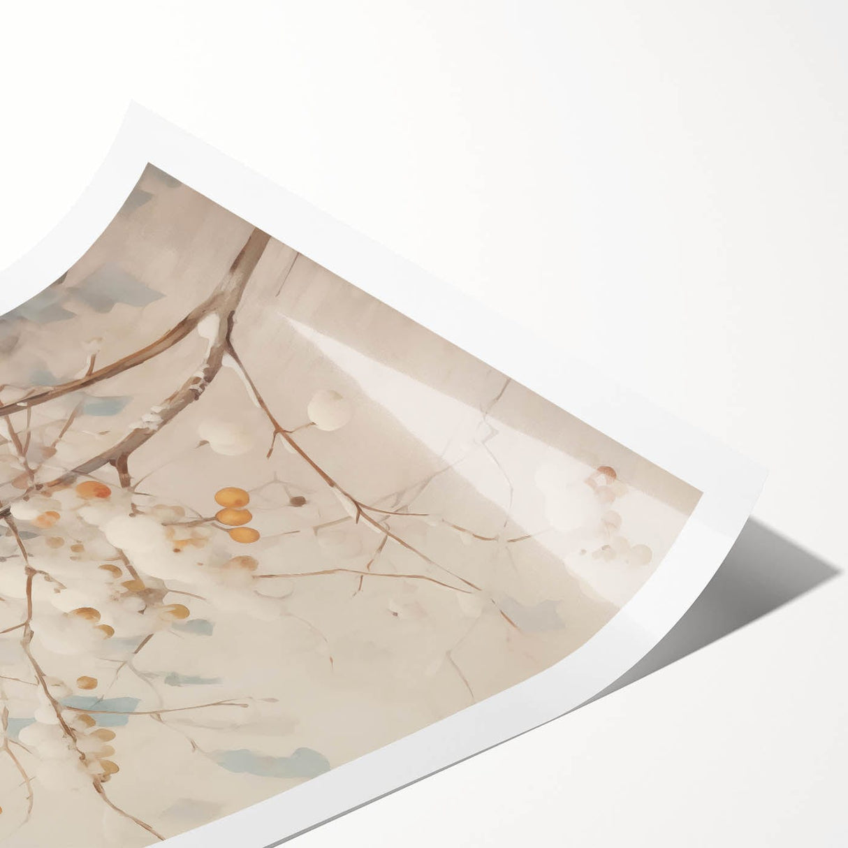 Extra large wall art featuring line art flowers in muted tones on a rolled print, ideal for large living room decor.