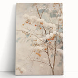 Winter tree landscape in black and white on stretched canvas, ideal for kitchen wall art or bedroom ambiance.