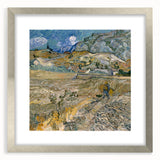 Extra large abstract art print featuring textured swirls in vibrant blues and yellows on a framed canvas.