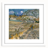 Textured abstract art print in vibrant blue and yellow hues on a white framed canvas, ideal for bedroom art.