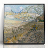 Large abstract wall art depicting a swirl of vibrant colors on a black framed acrylic, ideal for modern living room decor.