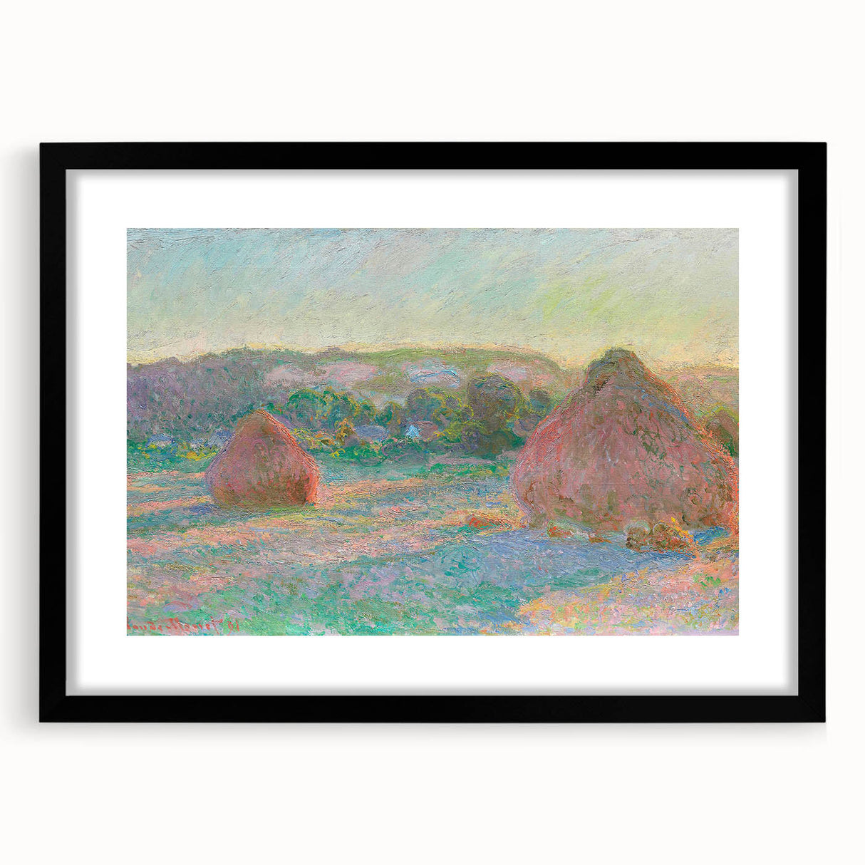 Impressionist Landscape Wall Art - Monet's Wheat Stacks at Sunset