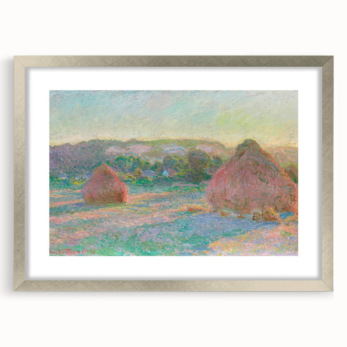 Impressionist Landscape Wall Art - Monet's Wheat Stacks at Sunset