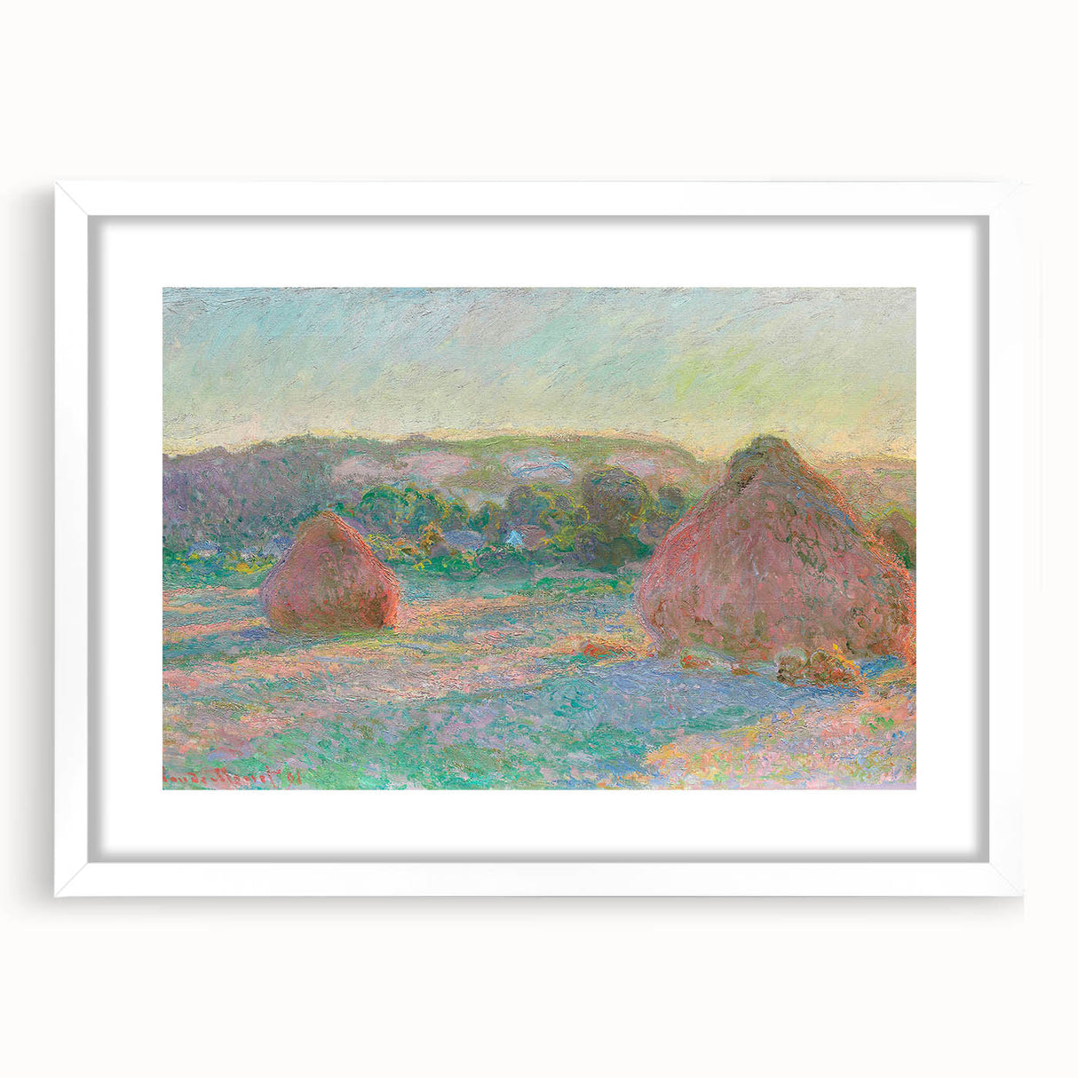 Impressionist Landscape Wall Art - Monet's Wheat Stacks at Sunset
