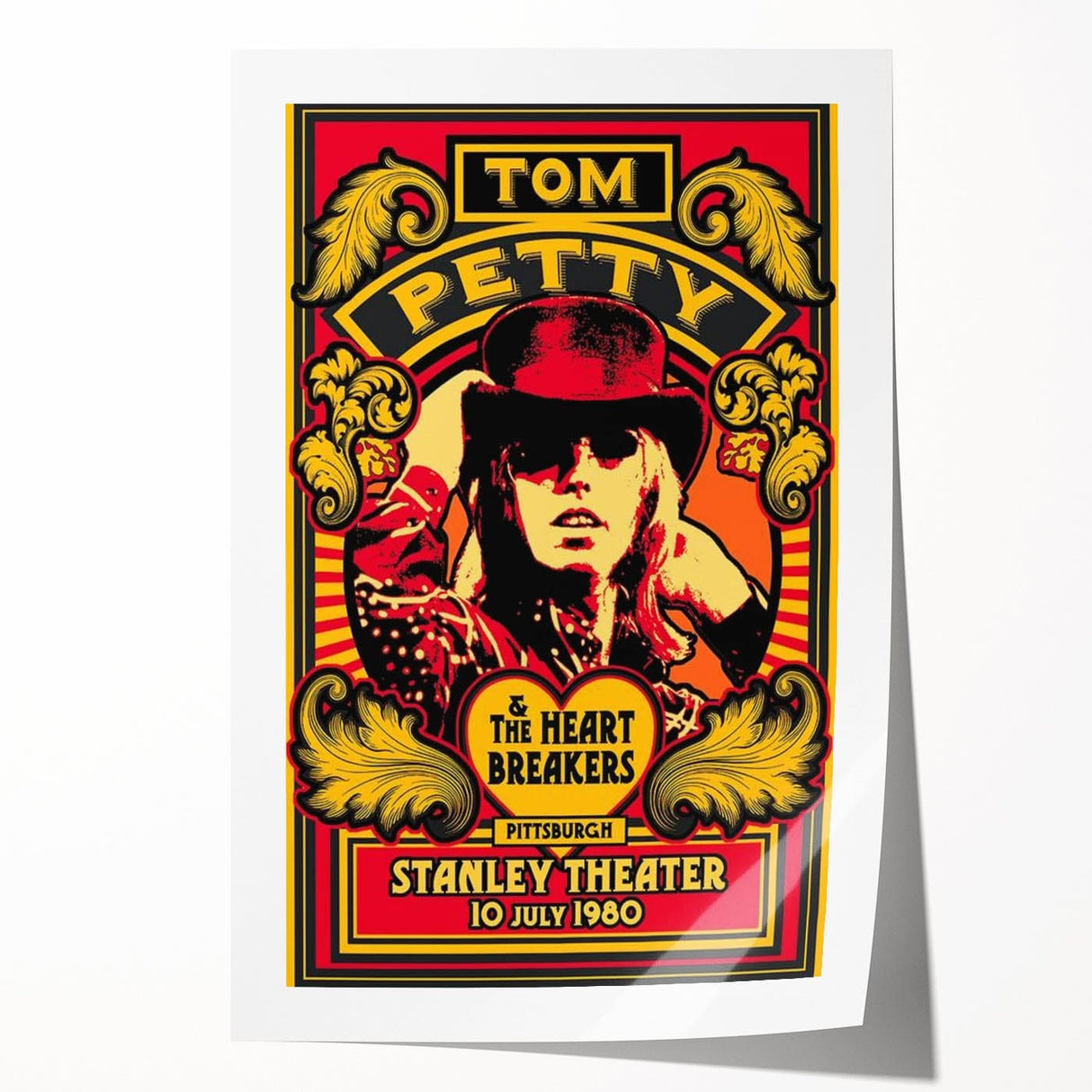 Tom Petty 1980 Concert Poster – Vintage Rock Art, Heartbreakers Show