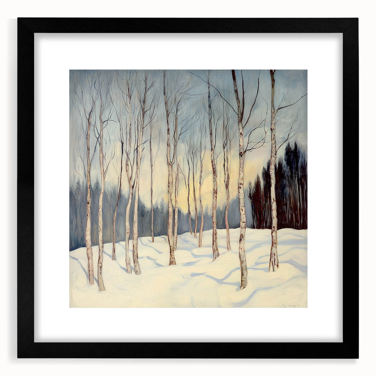 Tranquil Winter Birch Forest Wall Art - Canvas & Framed Print