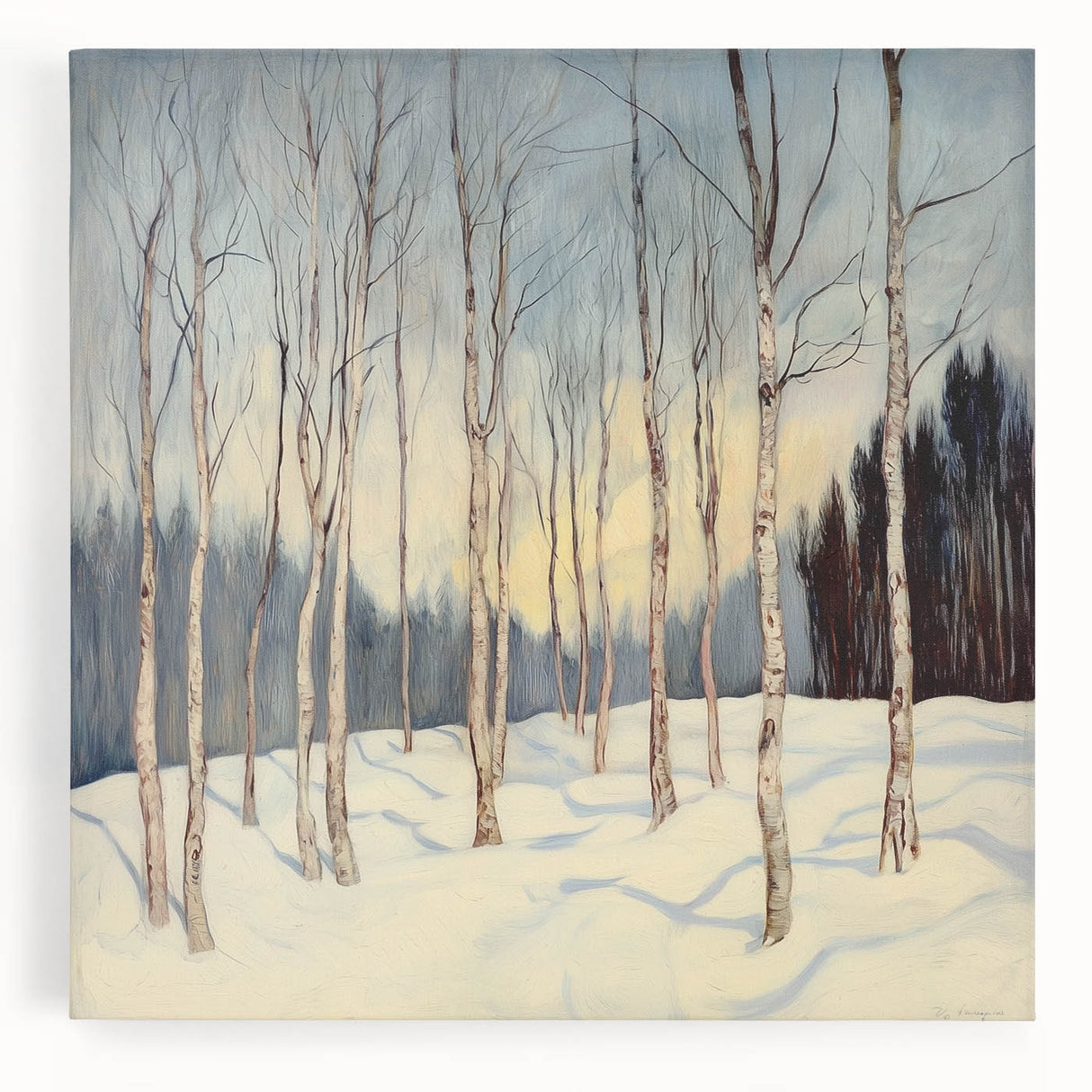 Tranquil Winter Birch Forest Wall Art - Canvas & Framed Print