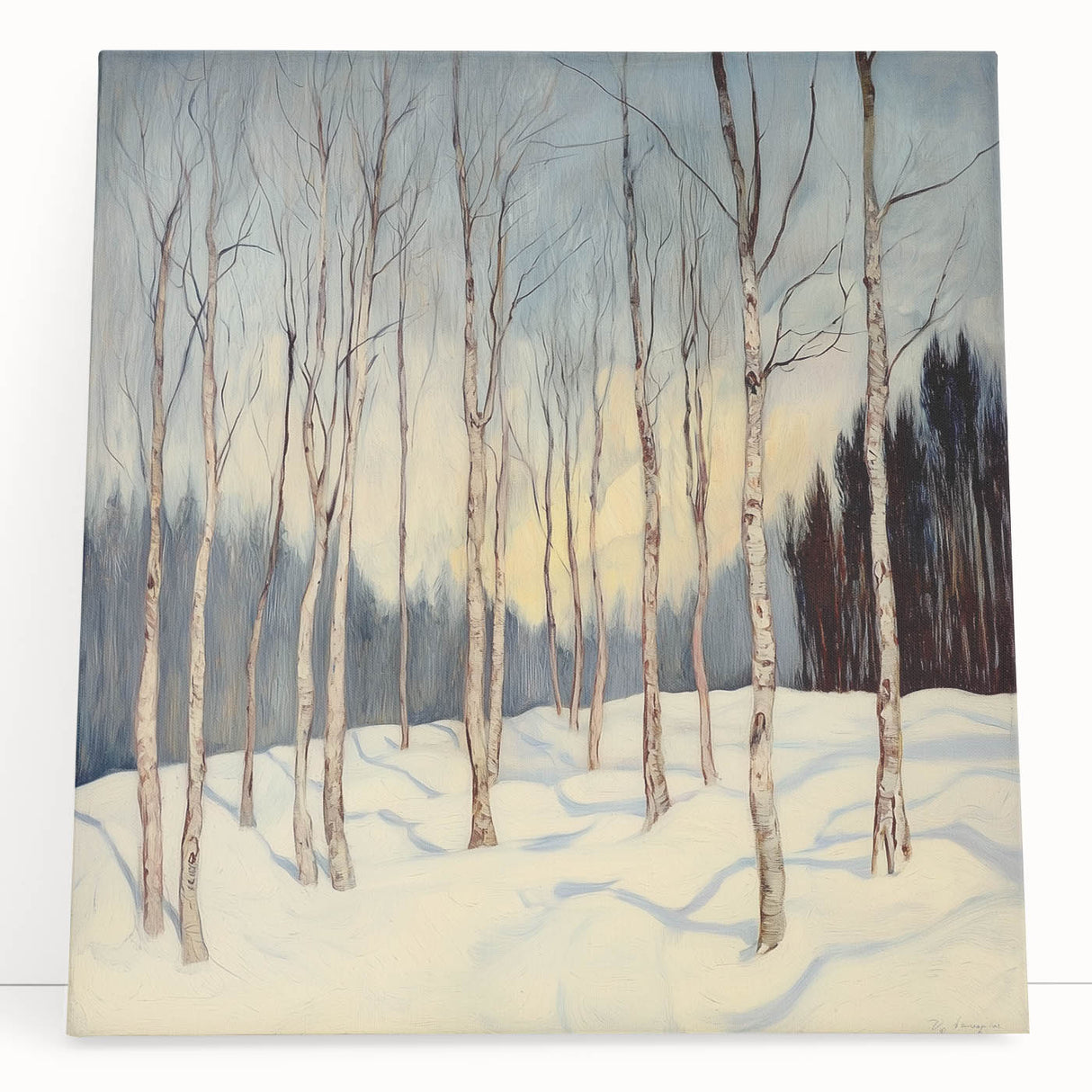 Tranquil Winter Birch Forest Wall Art - Canvas & Framed Print