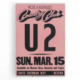 U2 1981 Concert Poster – Vintage Live Show at Country Club