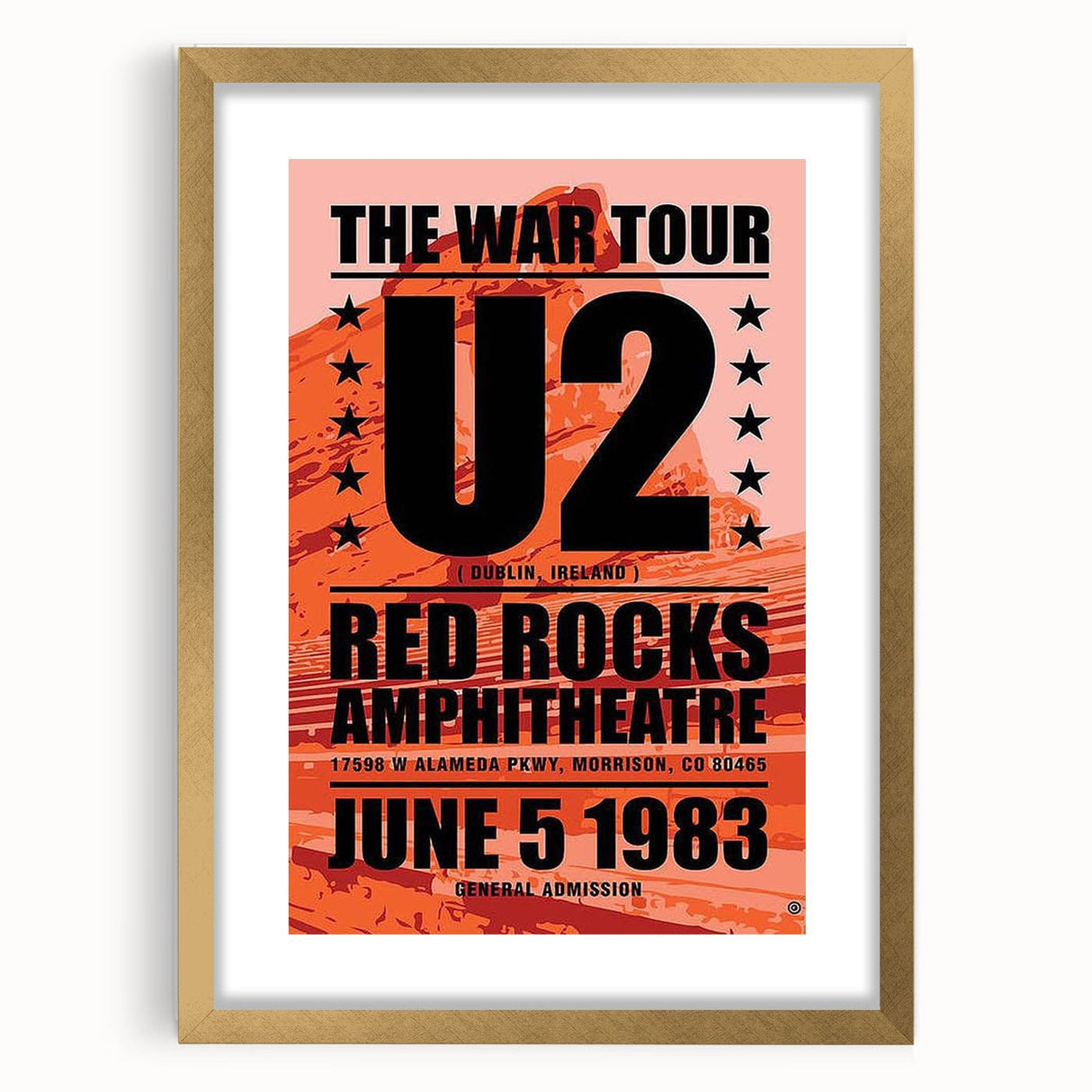 U2 Retro Poster Art - Vintage The War Tour 1983 Red Rocks Print