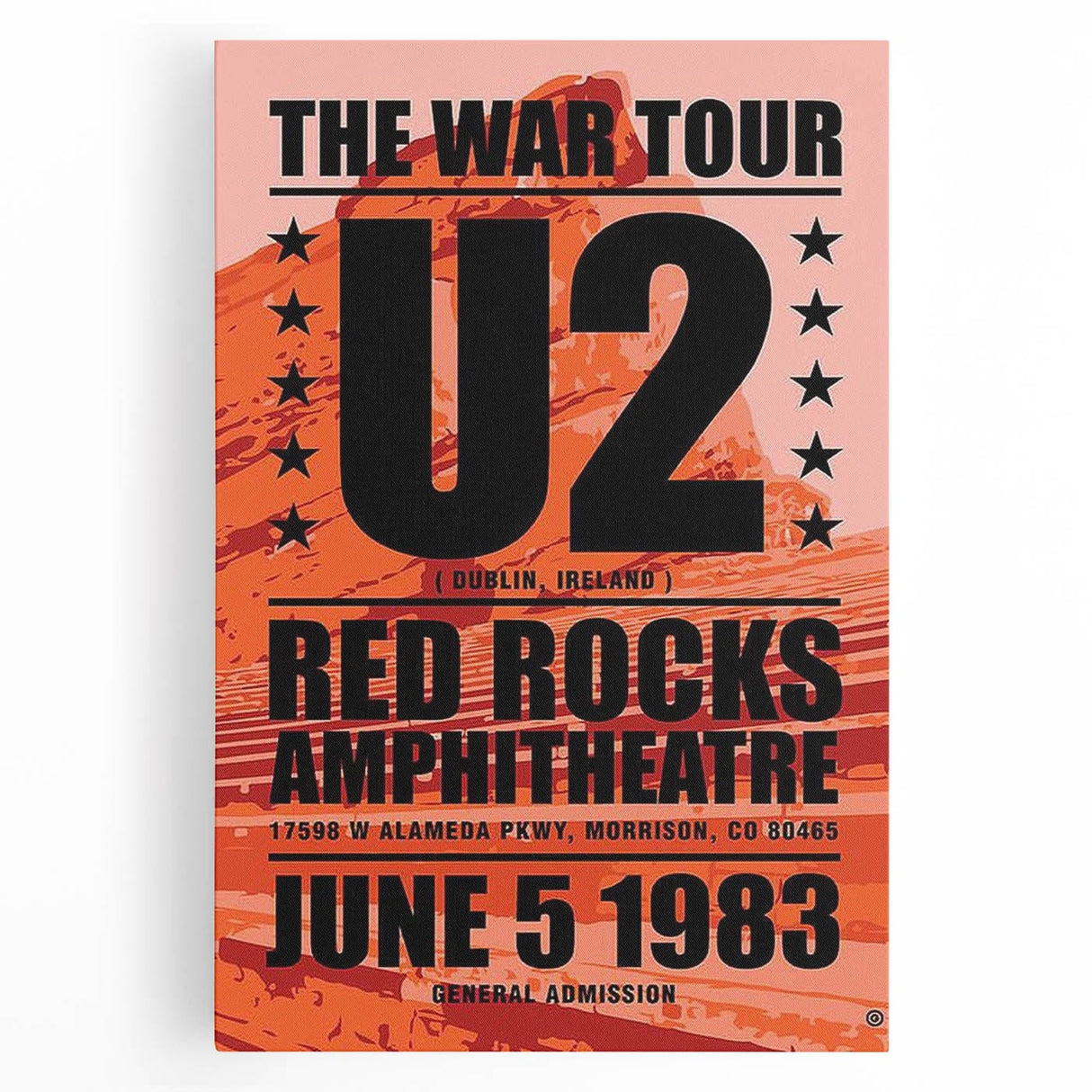 U2 Retro Poster Art - Vintage The War Tour 1983 Red Rocks Print