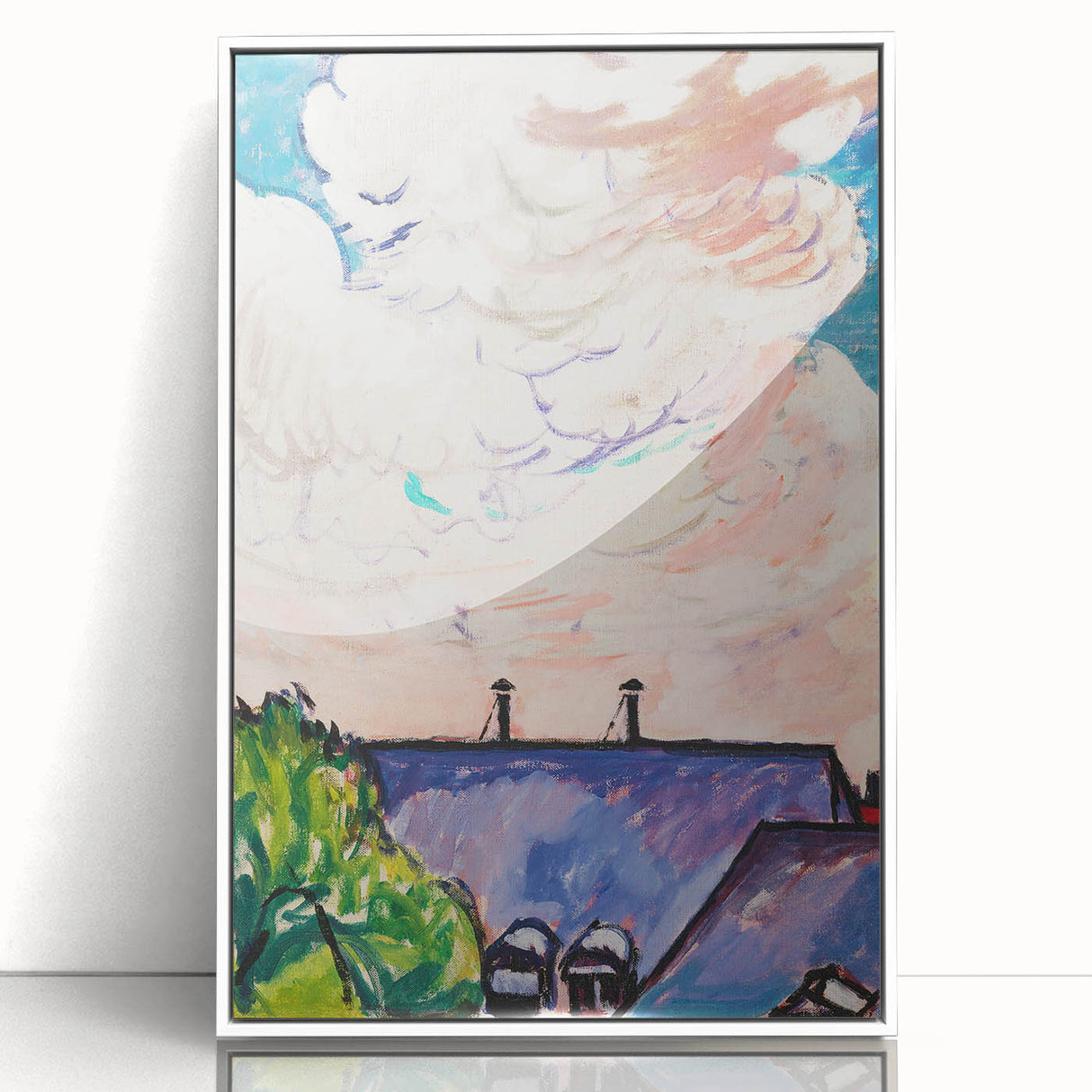 Modern Wall Art - Clouds Over Rooftops | Contemporary Art Print