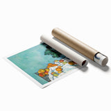 Impressionist Still Life - Flowers and Fruits in Vase Wall Art Print