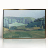 Abstract Modern Art Landscape in Green Tones - Contemporary Wall Decor