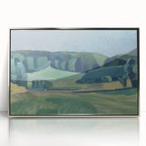 Abstract Modern Art Landscape in Green Tones - Contemporary Wall Decor