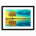 Golden Tree Reflection Living Room Wall Art - Canvas & Framed Print
