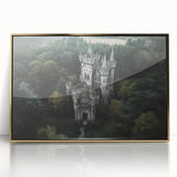Framed acrylic artwork showcasing a stunning landscape with a majestic castle, highlighted by gold accents. Ideal for home decor to enhance elegance and charm.