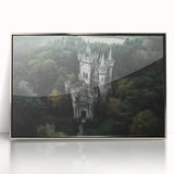 Framed acrylic artwork showcasing a stunning landscape with a castle, featuring vibrant colors and intricate details, perfect for home decor or office settings.