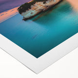 Stunning rolled canvas artwork depicting dramatic cliffs and vibrant landscapes, showcasing rich colors and intricate details, ideal for home decor or art enthusiasts.